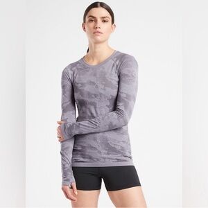 Athleta Charcoal Camo Long Sleeve Top